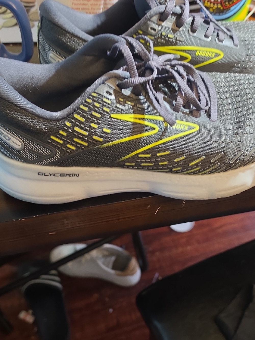 Brooks Gray and Neon Yellow Running Shoes